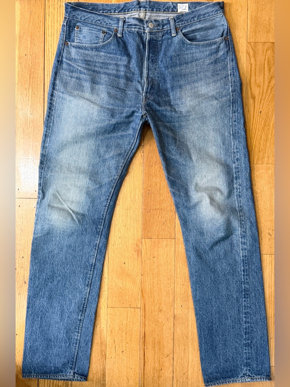 ORSLOW JAPANESE DENIM Jeans Great Fades  Designer Sz 5 XXL Blue 37”  RRL